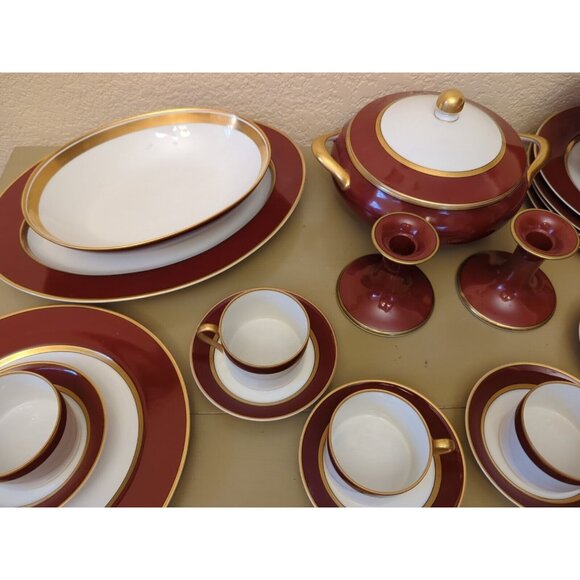 VTG Fitz & Floyd Renaissance Cinnabar 8 Pc Setting 1978 Veg & Soup Bowls 31 Pcs - Picture 4 of 9